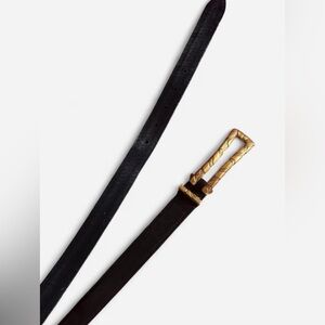 Carlisle Black Leather Belt with Gold-Tone Carved Buckle